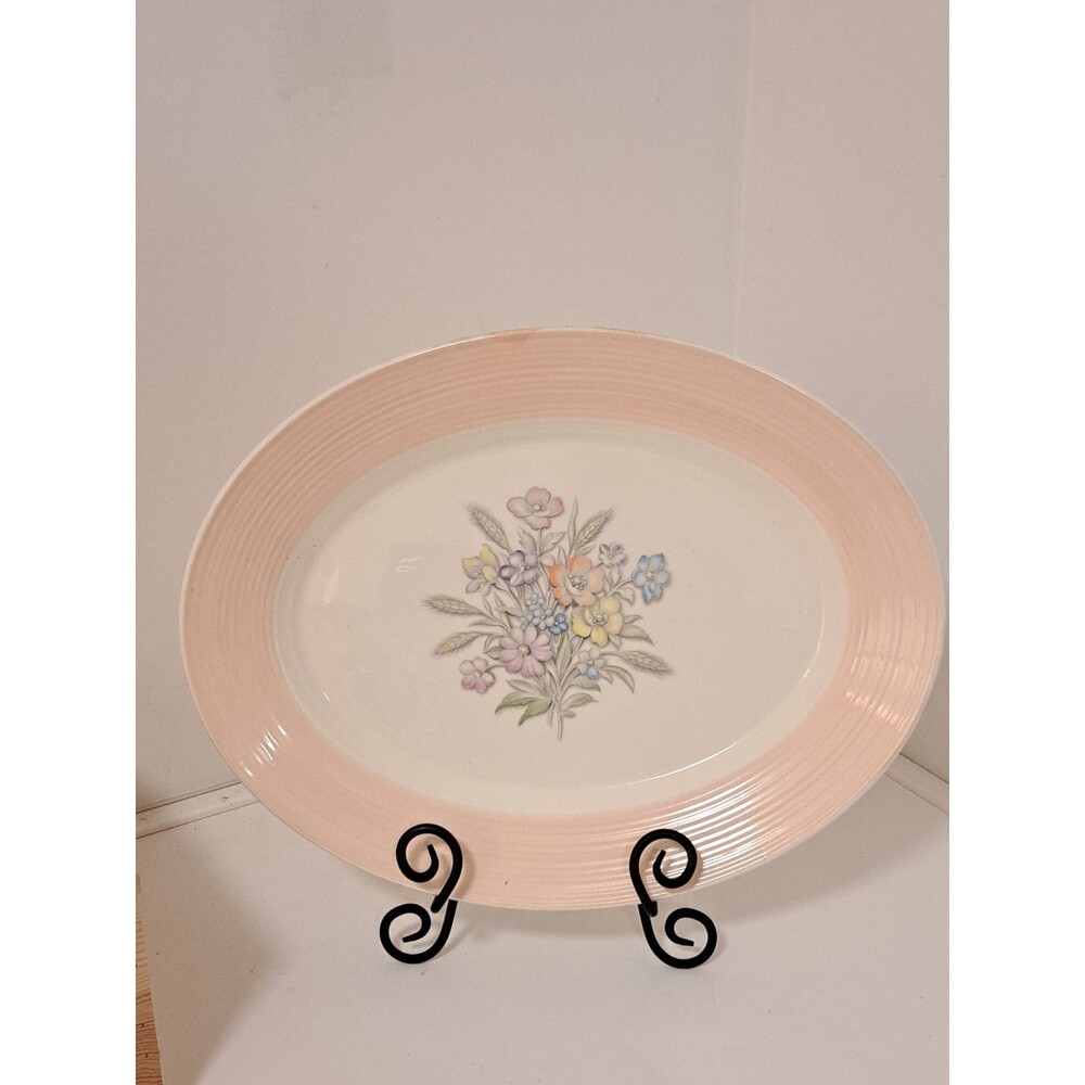 Vintage  American Limoges  Triumph Floral Design Pink  Boarder 15 1 /2"